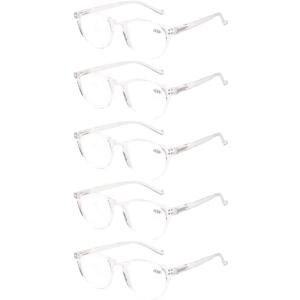 NORPERWIS 5 Pairs Reading Glasses - Standard Fit Spring Hinge Readers Glasses for Men and Women (5 Pack Transparent, 2.00)