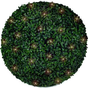 3rd Street Inn Boxwood Lighted Topiary Ball - 19" Artificial Pre-Lit Christmas Topiary Plant - Indoor/Outdoor Decorative Light Plant Ball - Wedding and Holiday Decor (2-Pack)