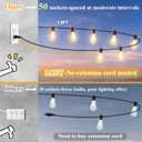 Brightever LED Outdoor String Lights 100FT Patio Lights with 52 Shatterproof ST38 Vintage Edison Bulbs, Outside Hanging Light Waterproof for Porch, Deck, Garden, Backyard, Balcony, 2700K Dimmable