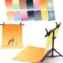 7PCS 14Patterns Photo Backdrop Gradient Paper with Stand: Flat Lay Seamless 34x23in Product Photography Backdrops- Tabletop Props Shoot for Jewelry Cosmetics Food