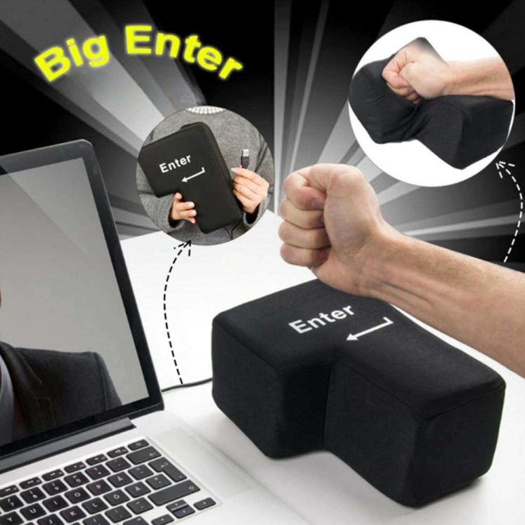 Giant USB Big Enter Key Relieve Stress Toy, Super Sized Big Enter Button Comfortable Economic Desktop Pillow Anti-Stress Punch Bag