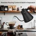 Electric Gooseneck Kettle with Temperature Control, 0.8L Pour Over Coffee, 1F Precision Heating, 7 Presets, Stainless Steel Inner, Electric Tea Kettle with 2H Keep Warm, Matte Black