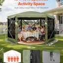 VEVOR Pop up Gazebo Screen Tent, 10 x 10 ft Large 6-Sided Camping Canopy Tent with Removable Top & Carry Bag, Quick-Set & Bite-Proof, Screen House Sun Shelter for 6-8 Persons Backyard Patio, Green