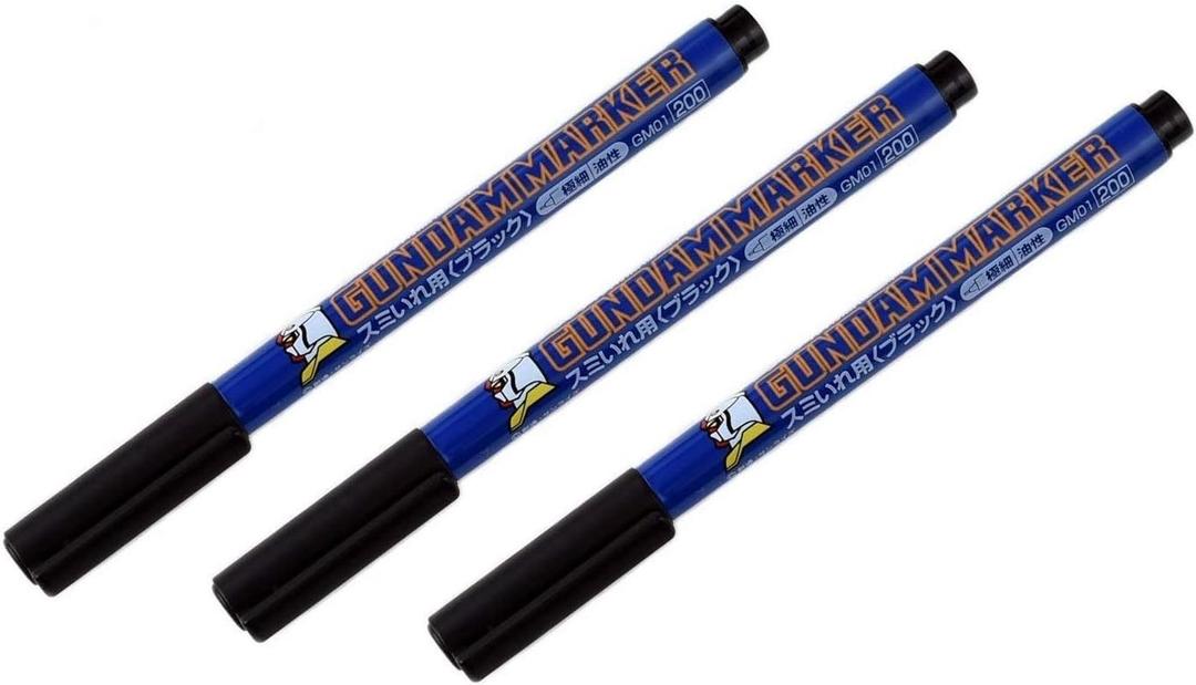 [Set of 3] Gundam Marker Sumi-ire Black Ultra Fine Type GM01 GSI Creos