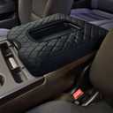 Zxiaochun Center Console Cover Compatible with 2014-2018 Chevy Silverado/GMC Sierra Jump Seat Accessories, Middle Console Armrest Lid Leather Protective Cover(ONLY for Split Bench Seat Console) (Black)