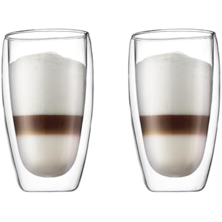 Bodum 15oz Pavina Double Wall HighHeat Borosilicate Glass, Set of 2, Clear