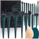 DUcare Makeup Gift Set 19 Pcs,17pcs Makeup Brushes Set 1pc Cleaning Mat 1pc Makeup Sponge Make up Brushes for Foundation,Face Blending Powder, Contour, Bronzer,Highlight, Concealer, Eyeshadow (Darkgreen)