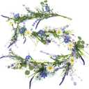 6 FT Farmhouse Spring Garland Country Summer Garlands for Decoration Rustic Spring Floral Garland with White Sunflower Wildflower Vine for Mantle Tabletop Centerpiece Stairs Railing Decorations