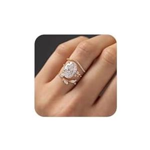 RKKOJJO 925 Sterling Silver Bridal Rings Sets AAA Cubic Zirconia CZ Full Diamond Engagements Rings Wedding 3 Pcs Promise Anniversary White Gold Rings for Women Size 8