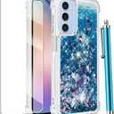 for Samsung Galaxy A16 5G Case with Screen Protector, Women Girls Glitter Sparkle Liquid Bling Floating Cute Phone Case,Soft TPU Shockproof Protective Cover (Blue, Galaxy A16 5G)