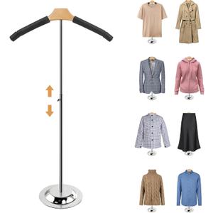 20-35 Inch Height Adjustable Shirt Display Stand, T Shirt Display Stand for Vendors, Shirt Rack for Clothing Dress Garment Coat Retail (Black, 1 Pcs)