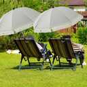 Buryeah 2 Pcs Automatic Chair Umbrella with Universal Clamp 44" UPF 50+ Portable Clamp on Beach Chair Adjustable Wheelchair Umbrella for Outdoor Patio Parasol