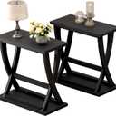 ChooChoo Black End Tables Living Room Set of 2, Narrow Side Table with Storage Shelf, Modern X-Design Slim End Table for Living Room, 11.8" D*23.6" W*23.4" D
