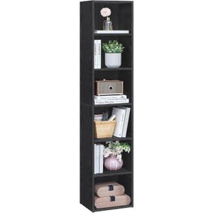 VASAGLE Custos Collection - Bookshelf, 6-Tier Bookcase, Book Shelf, Open Storage Shelf, 9.4 x 11.9 x 63.3 Inches, for Living Room, Home Office, Dinning Room, Ebony Black ULBC411B01