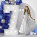 JoyMuse 4FT Marquee Numbers 7, Large Light Up Numbers 7 for 70th Birthday Decorations Cool White Light Number 7 for Anniversary Birthday Party Decor