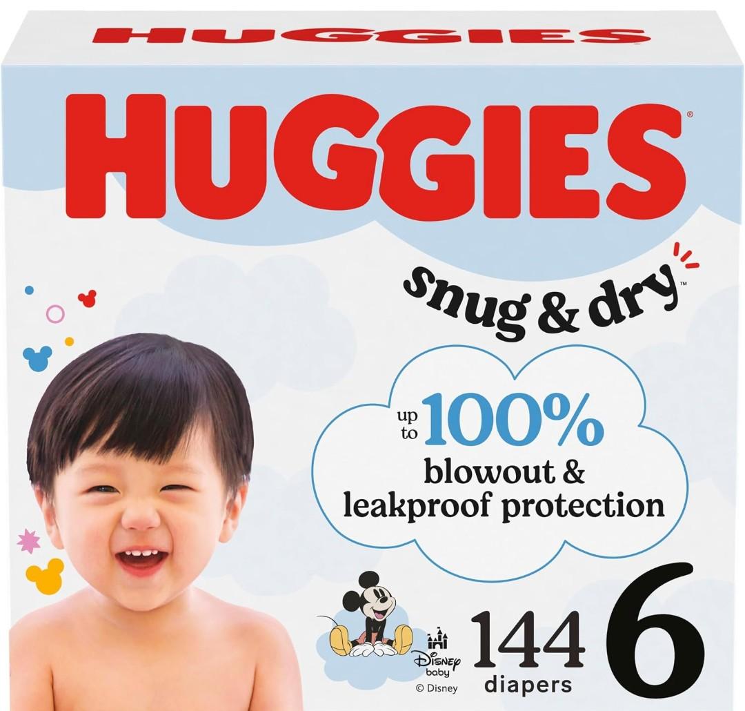 Huggies Size 6 Diapers, Snug & Dry Baby Diapers, Size 6 (35+ lbs), 144 Count (2 Packs of 72)