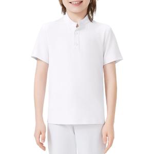 Soneven Youth Boys' Golf Shirt Performance Polo Kids Henley Button Down Athletic School Uniform Summer Short Sleeve Tops Tees (White, S)