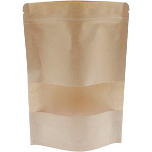 Kraft Paper Zipper Pouches,ULIFESTAR Kraft Stand Up Zip Lock Pouch Bags,100PCS Resealable Bag with Transparent Window and Tear Notch Resealable Bag for Small Business HomeUse,9.8"*13.8"(25*35cm+5cm)