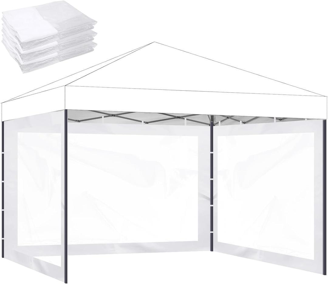 Instant Canopy Sidewalls for 10x10 Pop Up Canopy Tent, 300D Waterproof Material for Outdoor Events, Vendor Booths, and Privacy (Sidewalls Only, Canopy Not Included) (White, 10x10ft-clear Window)