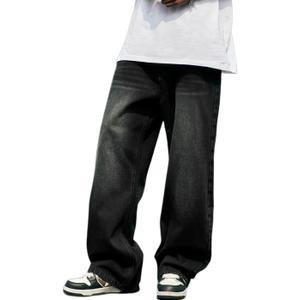 Mens Baggy Jeans Y2k Skater Vintage Plain Pants Casual Wide Leg Loose Fit Denim Hip Hop Jean (Medium)