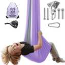 MINGLEWOOD Sensory Swing Bundle  360 Swivel Hanger  Complete Set for Children  Special Needs: Anxiety, ADHD, Autism & Sensory Disorders (Purple/Gray)