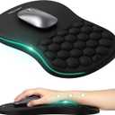 TECKNET Ergonomic Mouse Pad with Wrist Rest, Soft Mousepad with Massage Design, Memory Foam and Non-Slip PU Base for Pain Relief, Gaming Mouse Pad for Desk, Home, Office, 12x8 Inches, Black