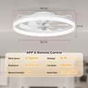 20'' Ceiling Fans with Lights and Remote, Low Profile Flush Mount Upgrade 7-Blade Ceiling Fan with Light, 3000K-6500K Dimmable Modern Fandelier Ceiling Fans for Bedroom, White