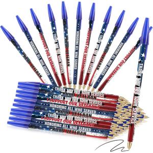 Jetec 48 Pcs Veterans Day Gift Pens American Flag Ballpoint Pens Bulk Patriotic Party Favors Plastic Black Ink Stick Supply for Veteran Day Memorial Home Office USA Souvenirs Gifts Decoration