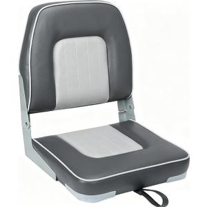 ERGOSEAT Classic Low Back Fishing Boat Seat with Backrest Folding Boat Chair Marine Bass Jon Boat Seats