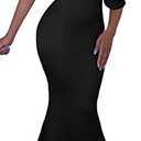 GOBLES Women Sexy V Neck Off The Shoulder Evening Gown Fishtail Maxi Dress (L, Black)