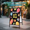 USCNC 1 Pack 40" x 20" Inch A Frame Chalkboard Sign Double-Sided Folding Sandwich Board Heavy Duty Slide-in Sidewalk Signboard for Outdoor Street Advertising Poster
