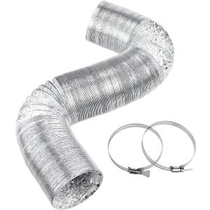 Cenipar Dryer Vent Hose-4 inch Ducting Vent Hose Flexible Aluminum Foil Non-Insulated (4 inch 25 feet) with 2 Clamps (Silver)