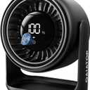 Gaiatop Desk Fan, Touch Control LED Display Small Portable Fans, 5 Speeds Strong Airflow, Ultra Quiet Rechargeable 4000mAh Battery Operated Table Desktop for Bedroom, Office, Bedside, Home, Black