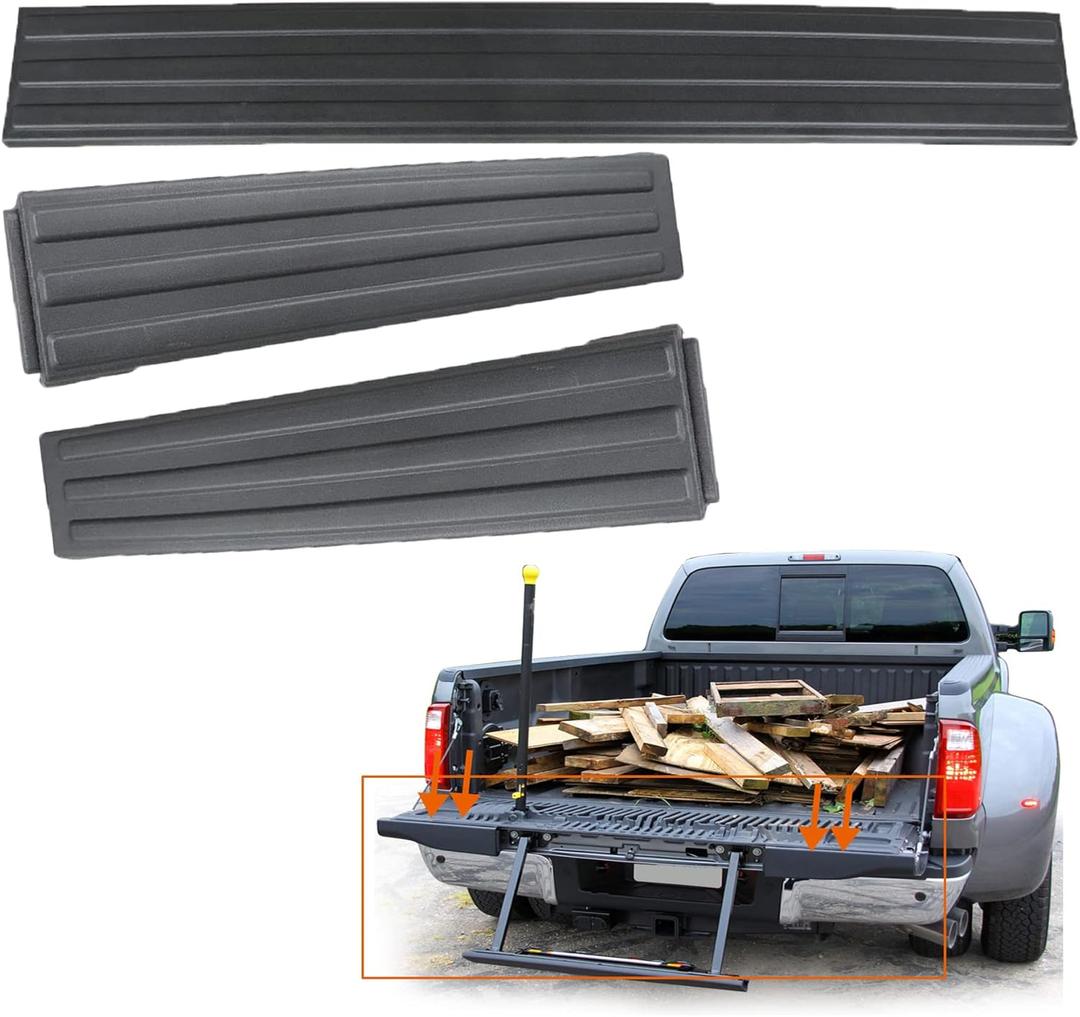 munirater 3PCS Tailgate Flex Flexible Step Protector Trim Molding Cap Black Replacement for 2009-2014 F150 9L3Z9941018AA 9L3Z9941019A