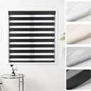 Cordless Zebra Blinds for Windows, 28" W x 72" H, Black | Light Filtering Roller Window Shades, Dual Layers Zebra Shades, Cordless Safety Design, Free-Stop Pull Down, Modern Style