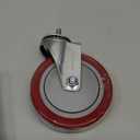 Finnhomy Swivel Caster Wheels 5 Inch Threaded Stem Casters Set of 4 Heavy Duty 3/8"-16 x 1" Anti-wear Polyurethane Industrial Castor Wheels for Cart/Furniture Load Bearing 2200 Lbs Smooth Casters Red