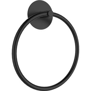 SetSail Adhesive Towel Holder for Bathroom Wall Matte Black Hand Towel Ring Stainless Steel Towel Hanger for Bathroom, Kitchen (1 Pack)