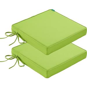 Patio Chair Cushions Waterproof Outdoor Seat Cushions for Patio Furniture Set of 2 with Ties, 24 x 24 Inch, Green