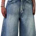 EMMIOL Women Jorts Baggy Jeans Jorts Outfits Mid-Low Waisted Denim Y2K Shorts Summer Hot Short Pants Streetwear (Medium, Blue-144)