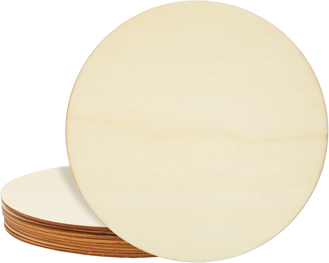 10 Inch Wooden Circles for Crafts - Unfinished Wood Rounds for Wood Burning, DIY Signs, Painting, Decorations (10 Pack)