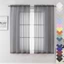 Lecloud Grey Sheer Curtains 63 Inch Long 2 Panels, Elegant Voile Drapes for Dinning Small Windows, Light Filtering Voile Curtain for Living Room Bedroom Bathroom, Dual Rod Pocket, 40" Wx63 L