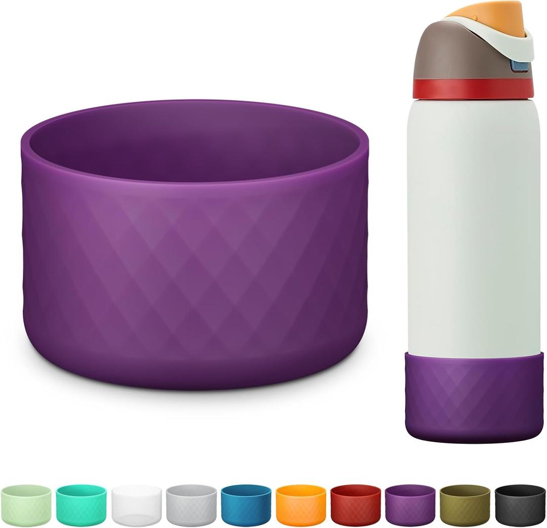 Silicone Boot for Owala Water Bottle 24 oz 32 oz 40 oz, Anti-Slip Protective Sleeve for FreeSip/Twist/Flip Stainless Steel Water Bottles Accessories (Dark Purple)