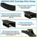 DEX2421JKIT Tension Control Clamp Kit with DEX2422Z2 Metal Reinforced Tank Seal Gasket & DEX2400K Filter Tank O-Ring Compatible with Hayward Swim-Clear & Pro-Grid DE Pool Filters(2007+) Pool Filters
