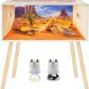 Prolee 36 Gallon Reptile Tank, Tempered Glass Bearded Dragon Tank with Wooden Roof and Lockable Doors, Large Lizard Habitat for Snakes, Iguanas, Chameleons (Oak)