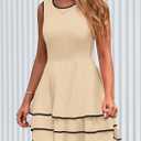 PRETTYGARDEN Women's 2026 Summer Sundresses Casual Elegant Sleeveless Flowy Tiered Ruffle A Line Mini Graduation Party Dress (Beige, M)