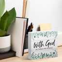 Bible Verse Desk Decor Signage for Office Home, With God All Things are Possible, Wooden Sign 5x5 Inches