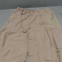 Faleave Women's Cotton Linen Summer Palazzo Pants Flowy Wide Leg Beach Trousers with Pockets (Khaki, Size S)