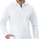 JCARSON Business Travel Mens Dress Shirt Slim Fit Wrinkle Free Non Iron Stretch Lightweight with Breathable Mesh Lined Collar (White, XL)