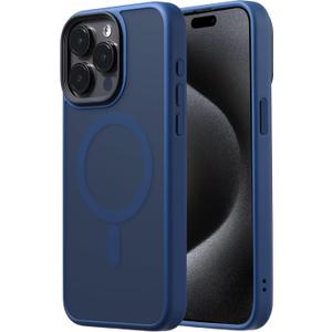 Compatible with iPhone 15 Pro Case Fits MagSafe 10FT Drop Resistant Matte Skin Feeling Back Cover Aluminum Alloy Keys Fits iPhone 15 Pro Phone Cases, Blue