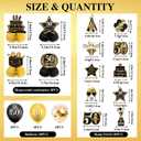 50th Birthday Decorations, Pre-Strung Happy Birthday Banner with Balloons, Backdrop, Honeycomb Centerpieces, Hanging Swirl Streamers, Black Gold Happy Birthday Party Decorations for Men Women
